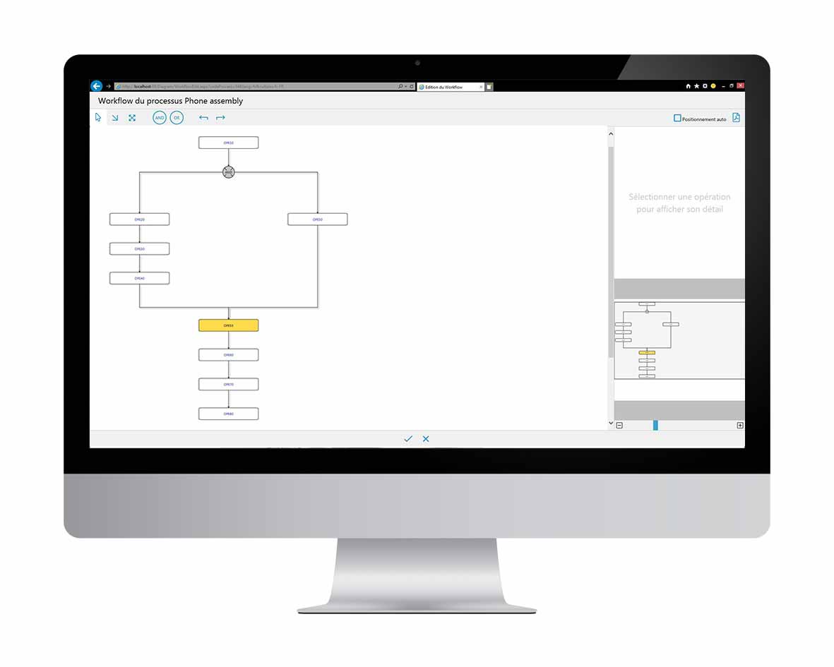 Modélisez vos processus par glisser/déposer, modifiez les immédiatement en fonctions de vos besoins : problème de production, changement d'organisation, cause aléatoire, etc.